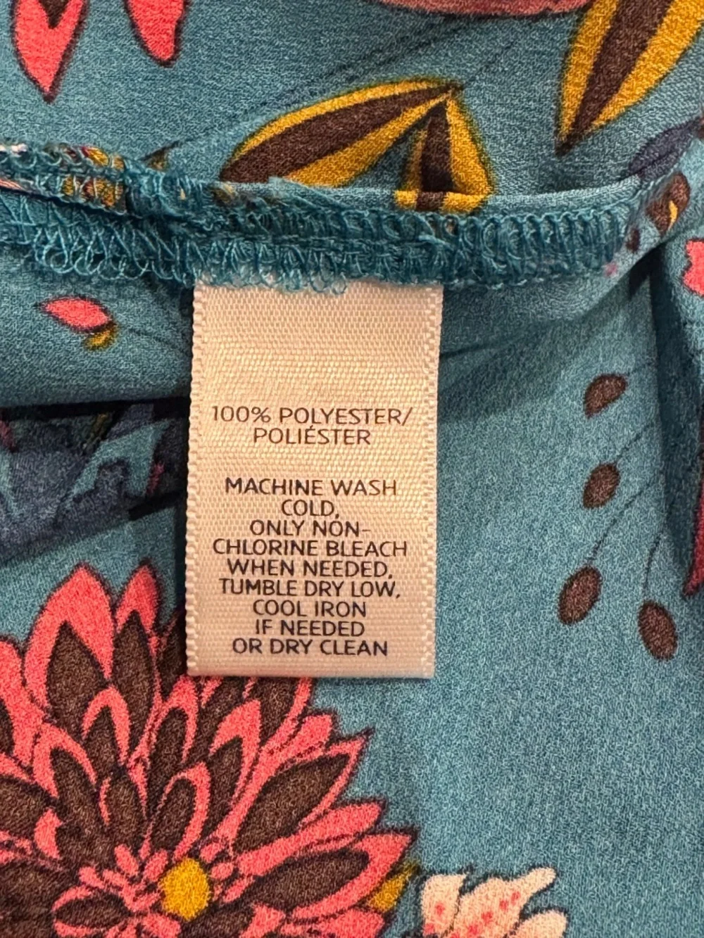 Ann Taylor Loft Satin Pajama Top-Floral-Teal Blue/Pink-Size Small